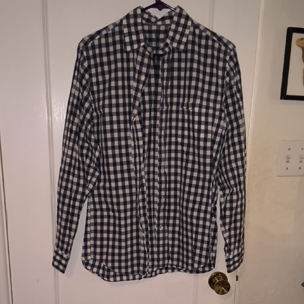 J. Crew | Men's Checkered Shirt in Navy and White